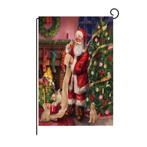 Christmas Garden Flag With Stand Festive Nutcracker Santa Nativity Burlap Garden Decor Outdoor Yard Holiday Banner