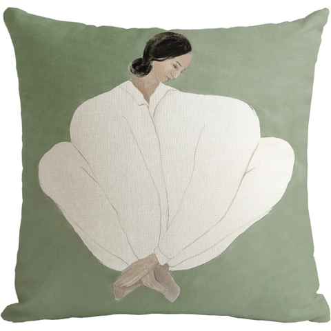 Federa per Cuscino in Peluche Corto Nordico Moderno Ritratto Femminile Artistico Copricuscino da Divano Astratto Dipinto a Mano