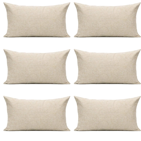 Funda de Almohada Lumbar de Lino Simple Moderna Rectángulo Funda de Almohada Decorativa En Blanco Para Sala De Estar Sofá Decoración