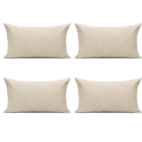 Funda de Almohada Lumbar de Lino Simple Moderna Rectángulo Funda de Almohada Decorativa En Blanco Para Sala De Estar Sofá Decoración