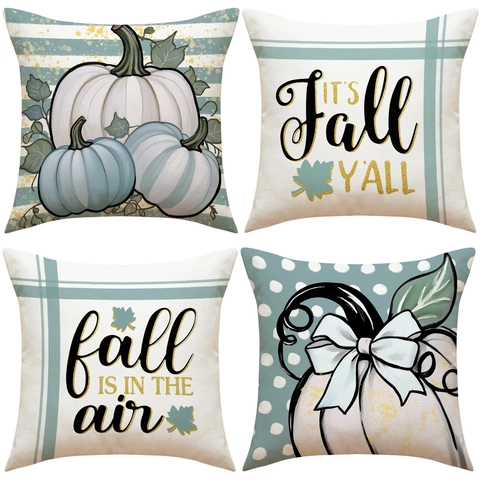 Thanksgiving Autumn Pumpkin Cushion Cover Linen Polyester Decorative Fall Pillowcase For Sofa Living Room Home Decor