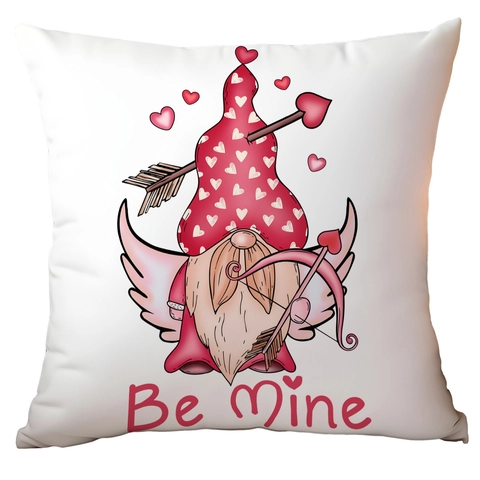 Funda de Almohada de San Valentin Diseño de Gnomo Animal y Corazon Felpa Corta Funda de Cojin Decorativa para Sofa Salon