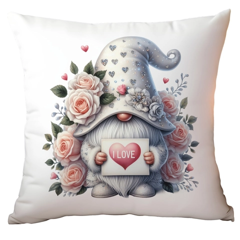 Valentinstag Zwerg Herz Bedruckter Kissenbezug Dekorativer Polyester Dekokissenbezug Für Wohnzimmer Sofa Haus Dekoration