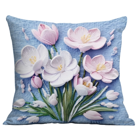 Funda de Almohada Cuadrada Estampado Floral 3D Felpa Corta Súper Suave Funda de Cojín Decorativa Para Sofá Sala de Estar Hogar 45x45cm