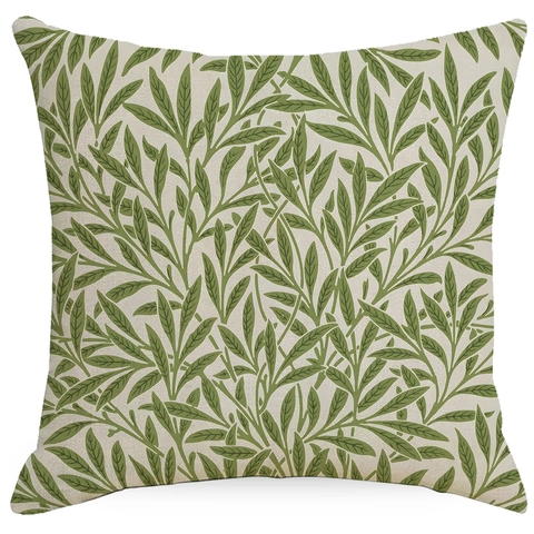 Housse de Coussin Décorative en Lin Style William Morris Fleurs et Oiseaux 45x45cm Housse Carrée pour Canapé Décoration Maison