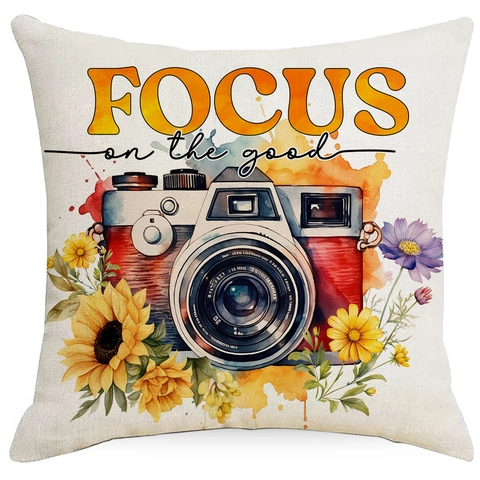 Funda de Cojín de Lino con Flores de Acuarela Inspiradora Impresión de Letras Motivadoras Funda Decorativa para Sofá Sala de Estar