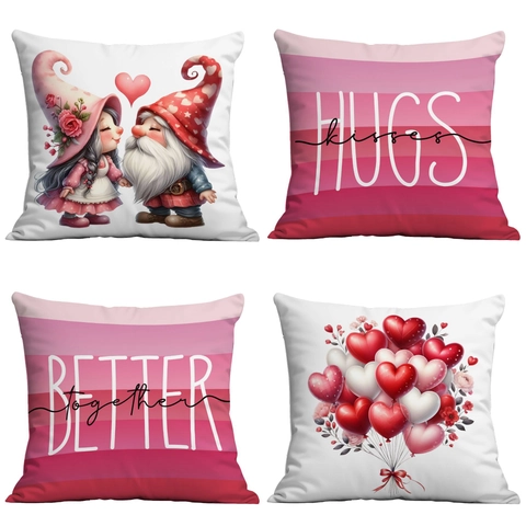 Valentine's Day Heart Pillow Covers Soft Short Plush Romantic Gnomes Cushion Case For Living Room Sofa Home Decor Gift