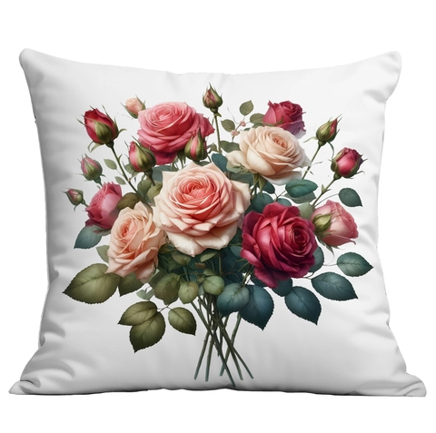 Funda de Almohada Decorativa de San Valentín con Rosa Flor Gnomo Corazón Suave Felpa Corta Funda de Cojín Cuadrada para Sofá Hogar