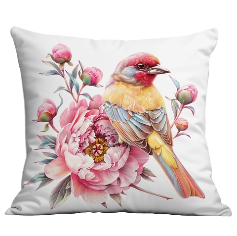 Frühling Vogel Blumen Kissenbezug Dekorativer Quadratischer Kissenhülle Weich Kurzplüsch Kissenschutz Für Wohnzimmer Sofa