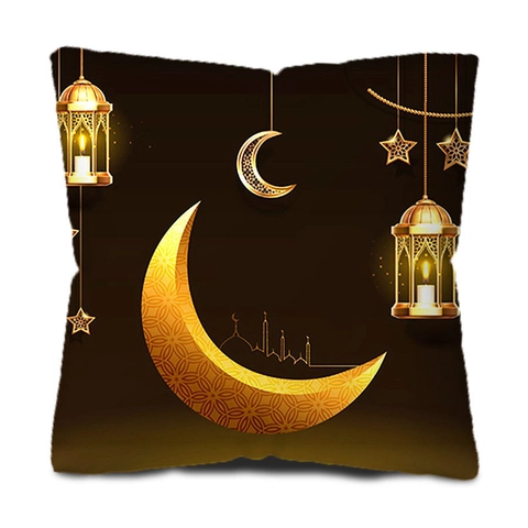 Ramadan Moon Lantern Pattern Pillowcase Polyester Printed Cushion Cover For Living Room Sofa Home Decor