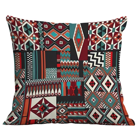 Fodera per Cuscino in Peluche Corto Stile Etnico Bohémien Motivo Mandala Geometrico Federa Decorativa per Casa Divano