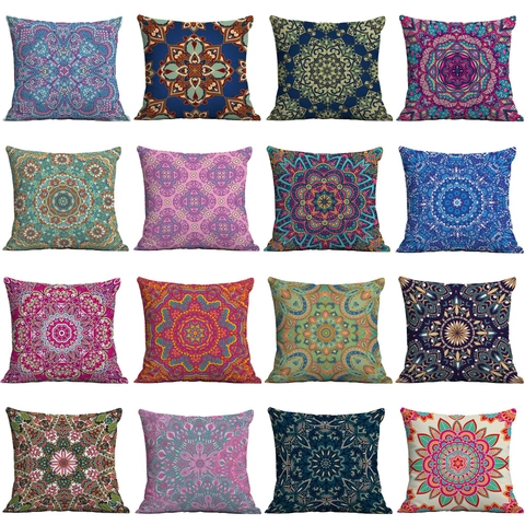 Bohemian Mandala Pattern Throw Pillowcase Super Soft Short Plush Digital Print Square Cushion Cover For Home Living Room Decor