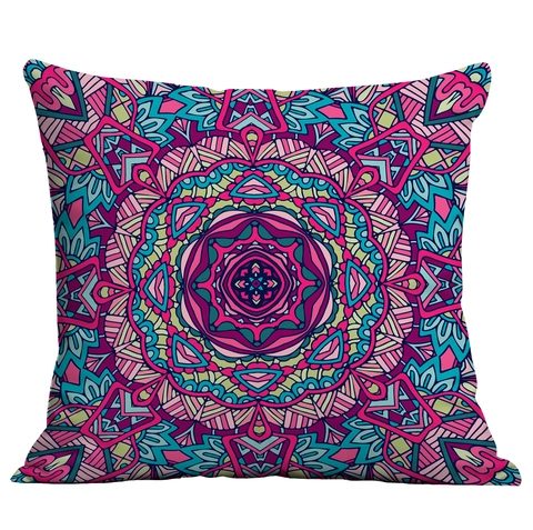 Bohemian Mandala Pattern Throw Pillowcase Super Soft Short Plush Digital Print Square Cushion Cover For Home Living Room Decor