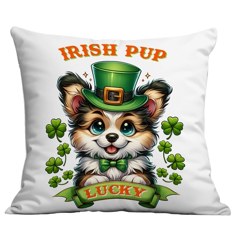 St. Patrick's Day Dog Theme Throw Pillow Cover Lucky Shamrock Leprechaun Hat Soft Plush Decorative Cushion Case For Home Decor