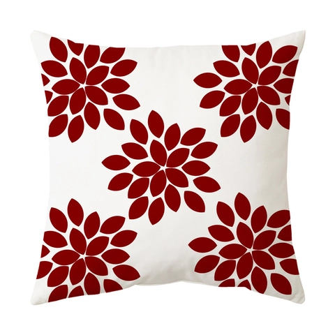Funda de Cojín Geométrica Roja Blanca Nórdica Felpa Suave Moderna Minimalista Para Sofá Sala de Estar Decoración 45x45cm