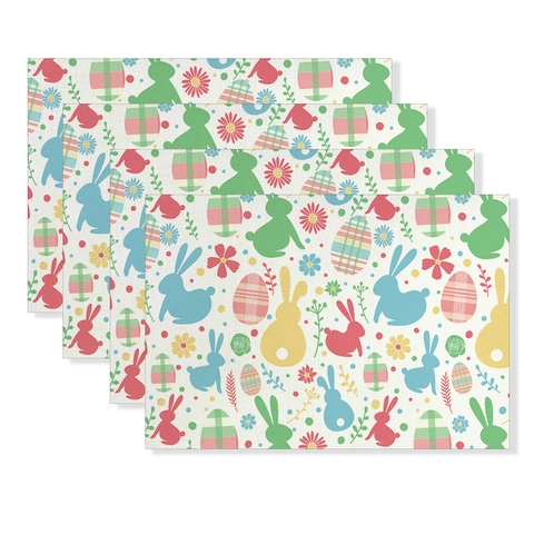 Linnen Placemat Valentijnsdag Pasen St. Patrick's Day Decoratie Waterdicht Hart Konijn Klaver Patroon Eettafel Mat