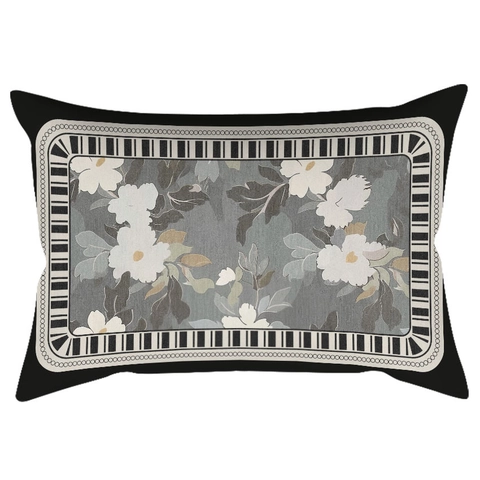 Vintage Short Velvet Pillow Case Magnolia Floral Print Decorative Rectangular Cushion Cover For Living Room Bedroom