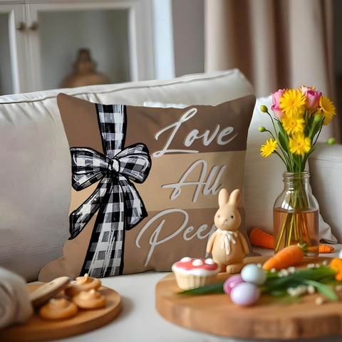 Ostern Leinen Kissenbezug Vintage Hase Ei Aquarell Druck Quadratische Kissenhülle Für Wohnzimmer Sofa Haus Dekoration