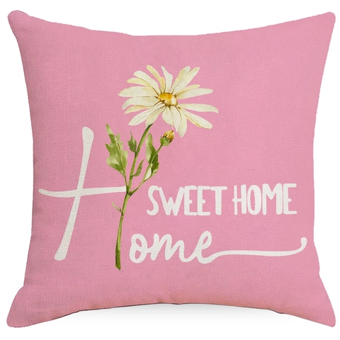 Vierkante Linnen Bloemen Kussenslopen Madeliefje Vlinder Patroon Decoratieve Kussenhoezen Voor Thuis Woonkamer Bank Decor