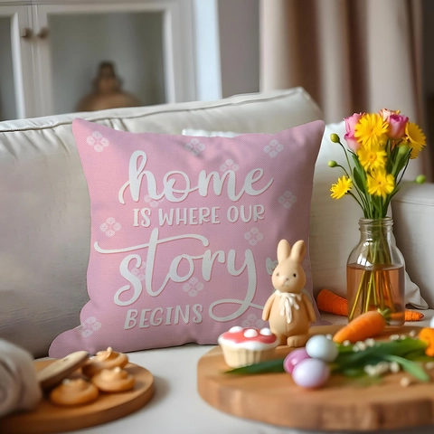 Ostern Zwerg Deko Kissenbezug Rosa Gestreift Leinen Kissenhülle Für Sofa Home Sweet Home Druck Dekor Damen Geschenk Ohne Inlett