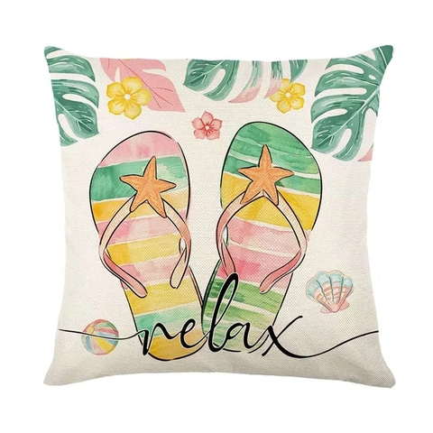 Sommer Tropische Leinen Kissenbezug Für Sofa Wohnzimmer Home Decor Vintage LKW Hello Sunshine Bedruckte Quadratische Kissenhülle