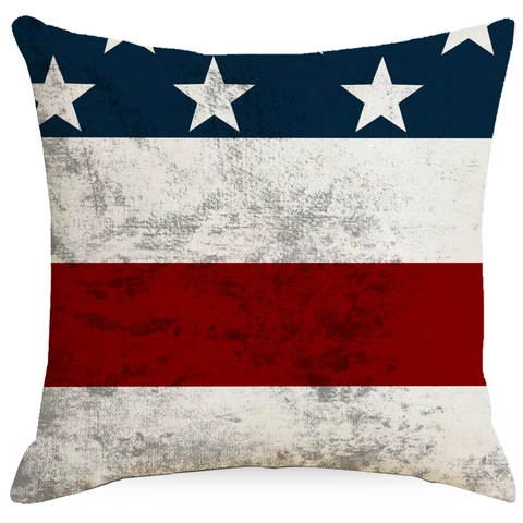 Federa in Lino Bandiera Americana Vintage Patriottico Giorno dell'Indipendenza Fodera per Cuscino Per Divano Casa Decorazione