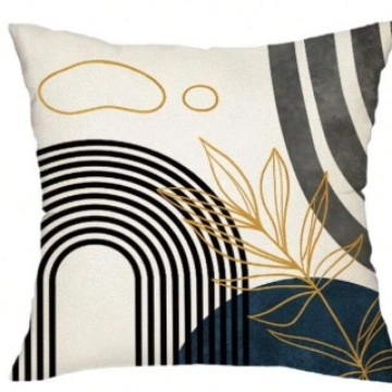 Federa Per Cuscino In Lino Geometrico Astratto Moderno Blu Navy Oro Foglia Di Palma Tropicale Copricuscino Decorativo Per Divano