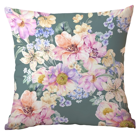 Fodera per Cuscino Quadrata in Poliestere con Stampa Floreale Moderna Federa Decorativa con Fiori ad Acquerello per Divano Soggiorno Casa