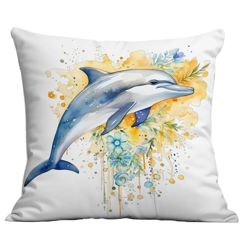 Funda de Cojín Vida Marina Estampado Digital Terciopelo Corto Acuarela Artística Criatura Marina Funda de Almohada Cuadrada Decoración Hogar