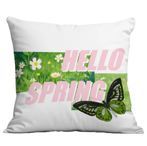 Spring Butterfly Floral Cushion Cover Soft Short Velvet Decorative Pillowcase For Sofa Living Room Home Decor