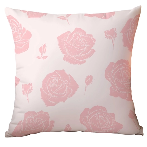 Taie d'Oreiller Pastorale Européenne en Peluche Courte Imprimé Floral Pivoine Rose Housse de Coussin Carrée Décorative Pour Canapé