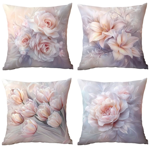 Vintage Dreamy Watercolor Floral Pillowcase Polyester Decorative Throw Pillow Cover For Living Room Sofa Home Decor Elegant Flower Pattern