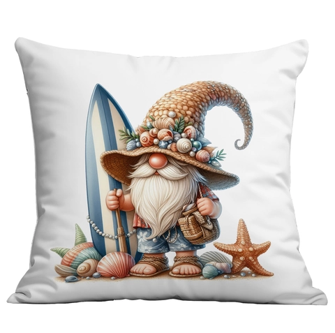 Sommer Strand Gnom Dekorativer Kissenbezug Muschel Seestern Muster Quadratischer Kurzplüsch Kissenhülle Für Sofa Haus Dekor