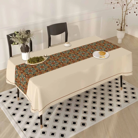 Bohemian Ethnic Style Mandala Print Rectangle Tablecloth Polyester Fabric Dustproof Table Cover For Home Dining Kitchen Decor