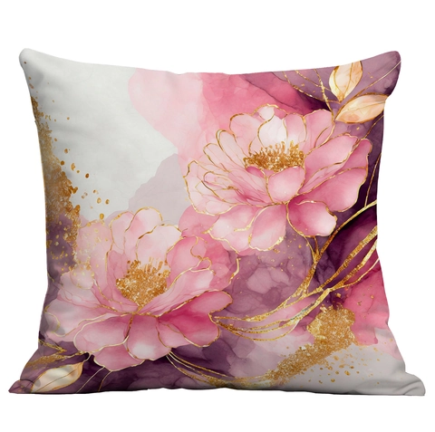 Modern Light Luxury Gilded Floral Pillowcase Polyester Watercolor Flower Cushion Cover For Living Room Sofa Home Decor