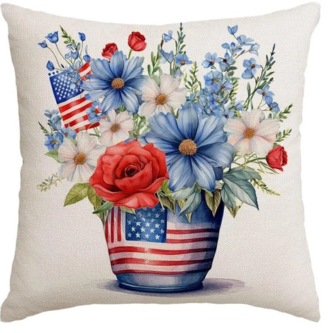 Onafhankelijkheidsdag Kussenhoezen Linnen USA Vlag Patriotische Decoratieve Kussenslopen Voor Bank Woonkamer Huisdecoratie