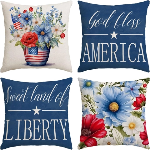 Onafhankelijkheidsdag Kussenhoezen Linnen USA Vlag Patriotische Decoratieve Kussenslopen Voor Bank Woonkamer Huisdecoratie