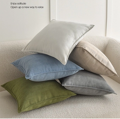 Funda de Cojín Decorativa de Chenilla con Diseño de Espiga Moderno Simple Color Sólido Suave Funda para Sofá Sala Dormitorio