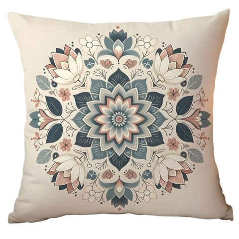 Fodera per Cuscino in Poliestere Stile Etnico Mandala Bohemien Copricuscino Stampato per Arredamento Casa Divano Soggiorno Quadrato