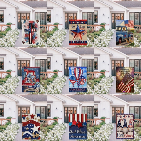 American Independence Day Garden Flag Polyester Double Sided Patriotic Stars Stripes Truck Gnome Outdoor Yard Decoration
