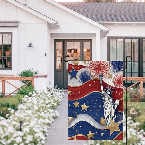 American Independence Day Garden Flag Polyester Double Sided Patriotic Stars Stripes Truck Gnome Outdoor Yard Decoration