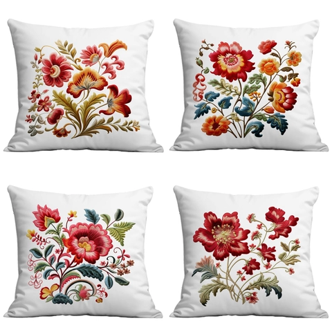 Fodera Per Cuscino Con Stampa Floreale In Morbido Peluche Imitazione Ricamo Fiore Copricuscino Decorativo Per Divano Soggiorno Casa Senza Interno