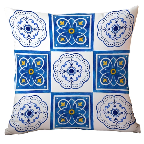 Mediterranean Style Lemon Pattern Cushion Cover Super Soft Short Plush Throw Pillow Case For Sofa Home Decor Summer Art
