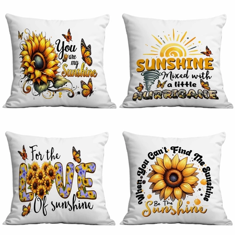 Vintage Sonnenblume Inspirierendes Zitat Kissenbezug Polyester Quadratisch Kissenhülle Für Zuhause Sofa Wohnzimmer Deko Damen Geschenk