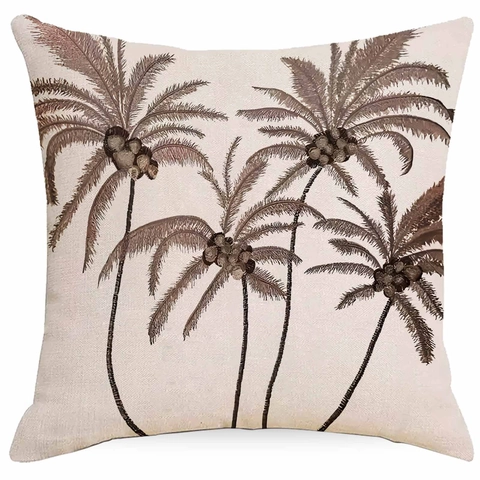 Summer Ocean Life Linen Throw Pillow Case Tropical Palm Tree Seahorse Starfish Decorative Cushion Cover For Sofa Living Room