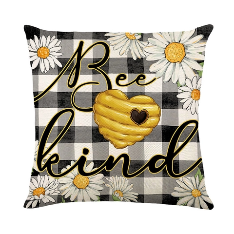 Linnen Bijen Thema Kussenhoes Decoratieve Kussensloop Kabouter Madeliefje Patroon Noords Stijl Voor Sofa Thuis Decor