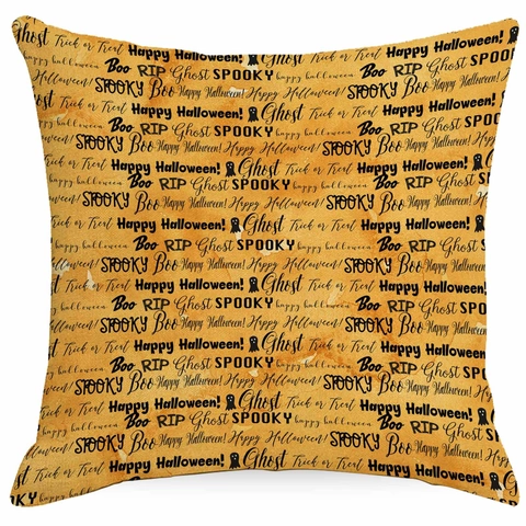 Halloween Pumpkin Black Cat Linen Pillow Case Decorative Square Cushion Cover For Sofa Living Room Halloween Party Decor
