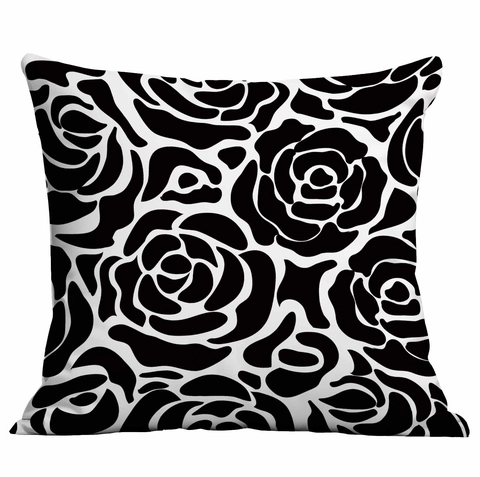 Modern Minimalist Short Velvet Pillowcase Black White Botanical Floral Leaf Pattern Decorative Cushion Cover For Sofa