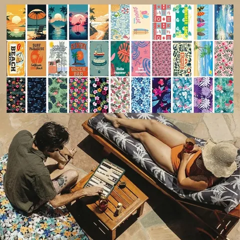 Sneldrogende Microvezel Strandhanddoek Zandvrij Grote Bedrukte Badhanddoek Voor Zwemmen Vakantie Tropisch Vintage Strandlaken Outdoor Pool Wrap