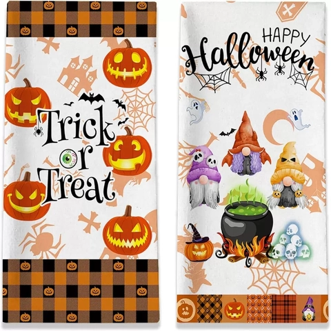 Halloween Microfiber Kitchen Towel Printed Ghost Pumpkin Bat Hand Towel For Bathroom Home Decor Halloween Party Supplies